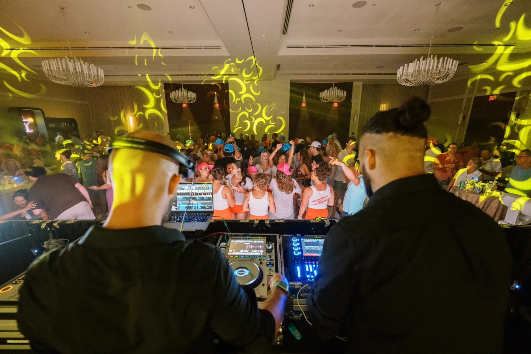 Custom LED towers and DJ facade at the Cheeca Lodge after party